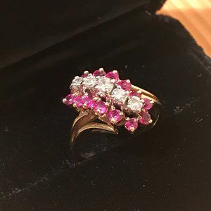 Ladies Diamond & Ruby "Waterfall" Ring